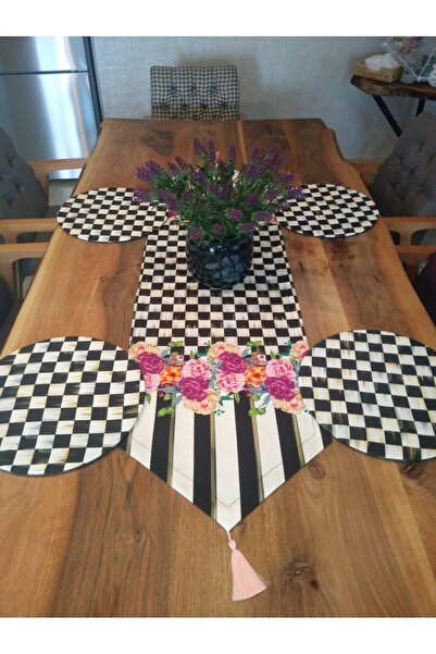 Ayşemce Amerikan Servis Takım 4 Dijital Baskı Kumaş Supla, Dama'lı ,(mackenzi...