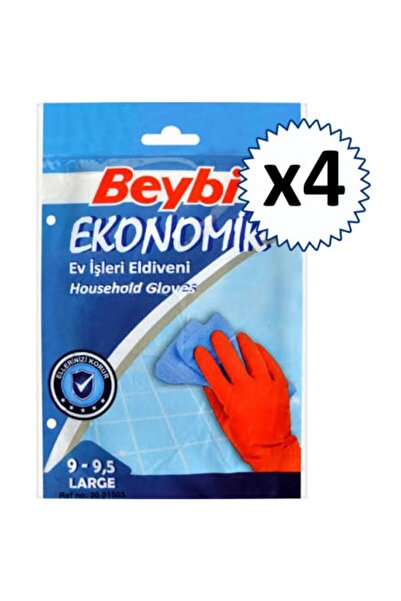 Beybi قفازات تنظيف الأطباق مقاس كبير 9-9.5 (4 عبوات)