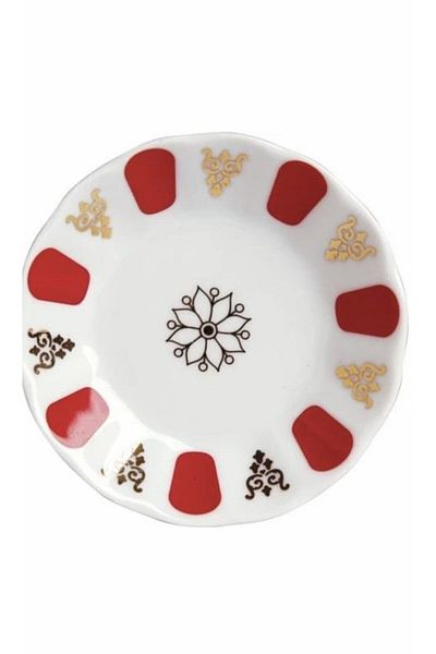Porland Red Gilded Tea Glass and Saucer Set of 6