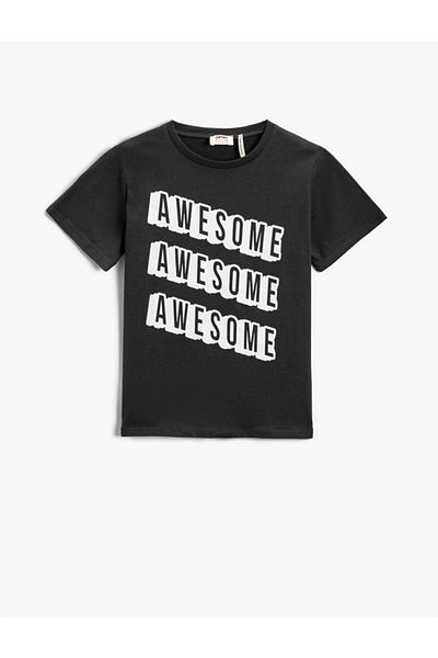Koton Tricou cu mânecă scurtă imprimat cu slogan, bumbac