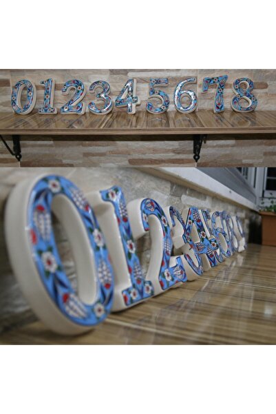 Yılmazel El Yapımı Seramik Kapı Numarası, Kapı Numaraları 6 Mavi