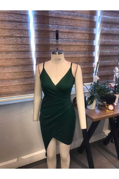 Secret Passion Lingerie Μίνι βραδινό φόρεμα με διπλό στήθος, ασύμμετρη κοπή, λεπτές τιράντες, ελαστικό ύφασμα κρεπ 582047   073