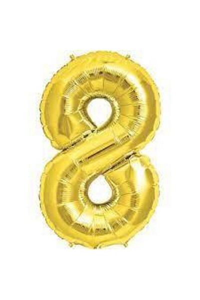 ikm balon 40th 100 Cm Foil Balloon 8 Numbers Gold Color