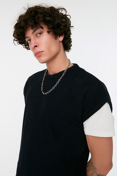 Trendyol Collection Sweater Vest - Navy blue - Oversize