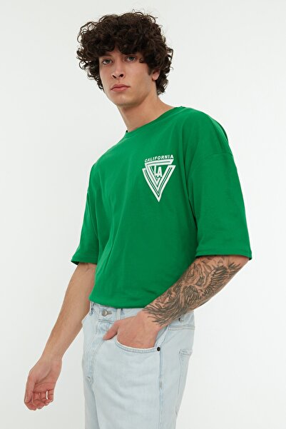 Trendyol Collection Oversize/Wide Cut Crew λαιμόκοψη κοντό μανίκι City Print 100% βαμβακερό T-shirt TMNSS20TS1102