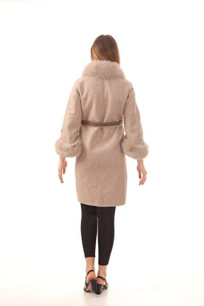 OMAY Uzun Kaşmir Kürklü Manto