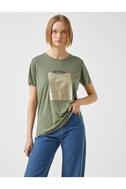 Koton Μπλουζάκι με κοντό μανίκι με λαιμόκοψη