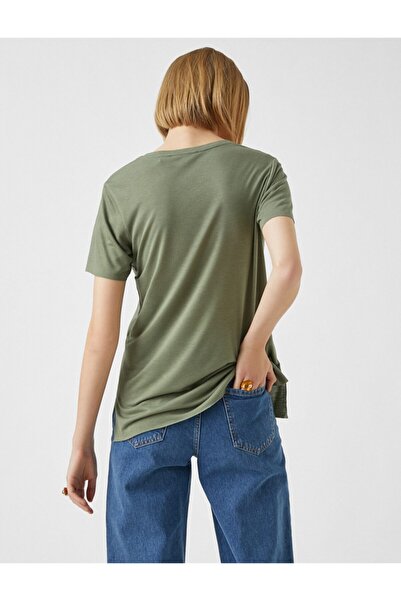 Koton Μπλουζάκι με κοντό μανίκι με λαιμόκοψη