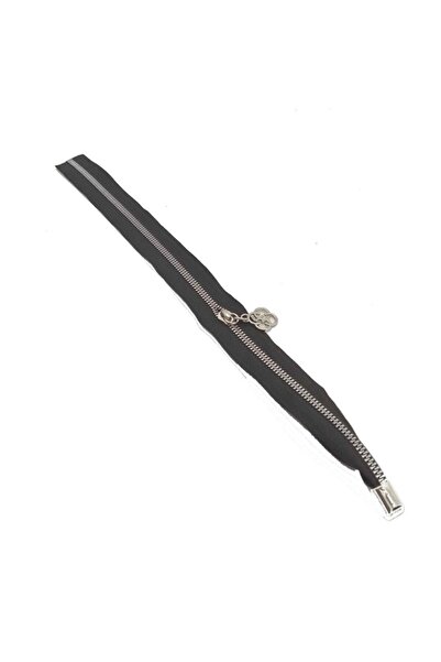 angel çanta aksesuar 45 Cm Single Stop Metal Argintiu Fermoar Negru