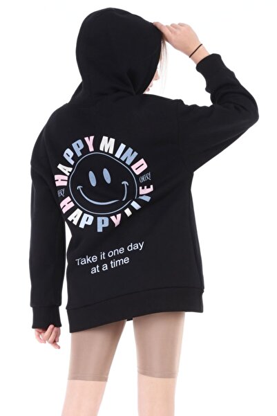 VOSSAX Γυναικείο φούτερ με κουκούλα σε μεγάλο μέγεθος - Μαύρο φούτερ με σχέδι...