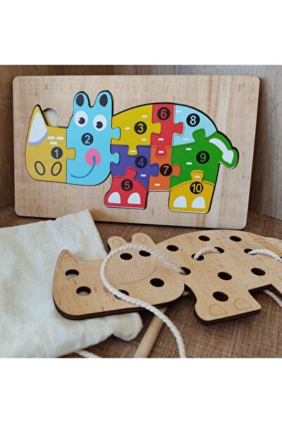 Ankebut Gergedan Modelli 2 Parça Ip Geçirmeli Ve Renkli Sayıları Öğreniyorum ...