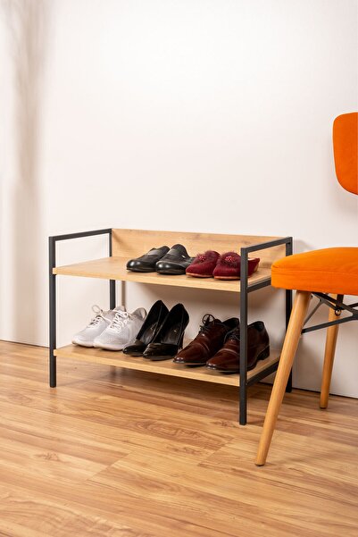 Mudesa Metal Ahşap Mini Ayakkabılık Terliklik Çok Amaçlı Raf