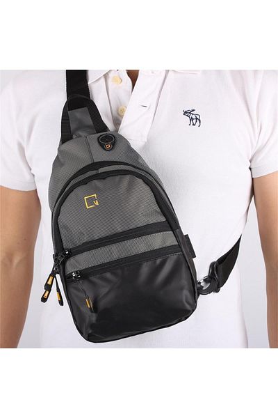 Bagacar Τσάντα σώματος Mega Model 1033 Γκρι Unisex
