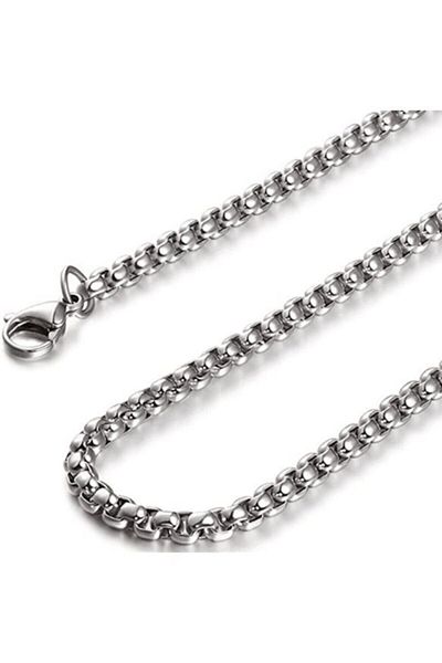 The Collection Silver 3mm. 70 cm. Long Men's Steel Chain