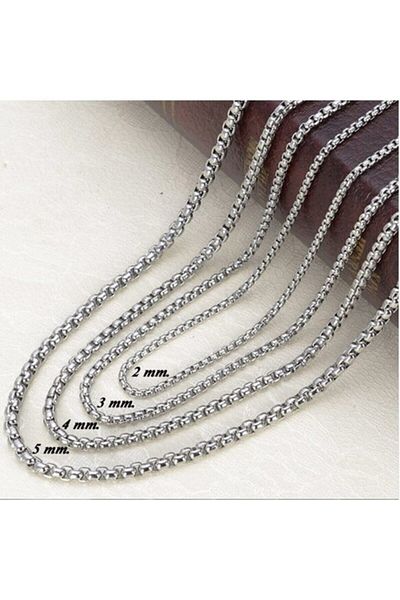 The Collection Silver 3mm. 70 cm. Long Men's Steel Chain