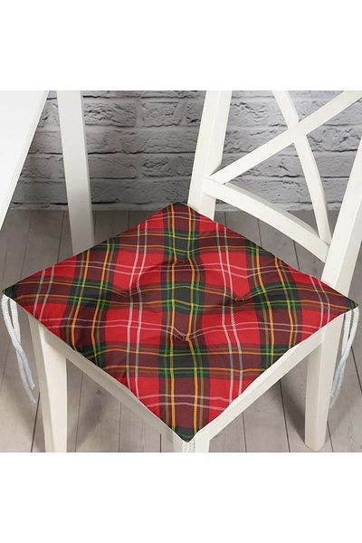 Realhomes Black Edkose Patterned Fluffy Square Chair Cushion on Red Background