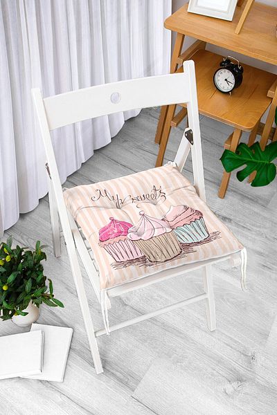 Realhomes Cup Cake Digital Printed Modern Pouf Chair Cushion