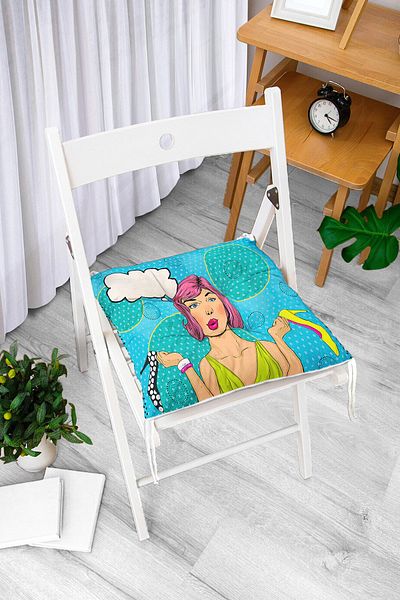 Realhomes Pop Art Digital Printed Fluffy Square Chair Cushion
