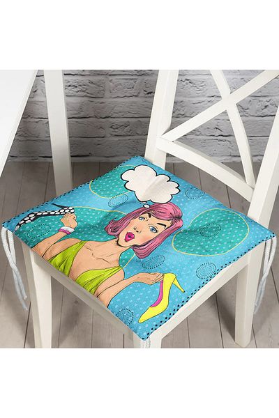 Realhomes Pop Art Digital Printed Fluffy Square Chair Cushion