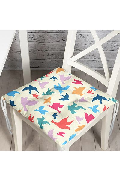 Realhomes Modern Birds Digital Printed Fluffy Square Chair Cushion