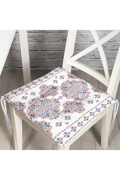 Realhomes Digital Printed Modern Fluffy Chair Cushion with Tile Tile Motif