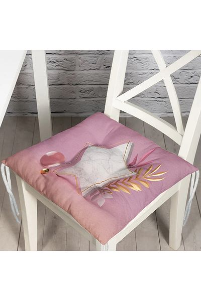 Realhomes Pink 3D Star Patterned Fluffy Square Chair - Cushion with Floor