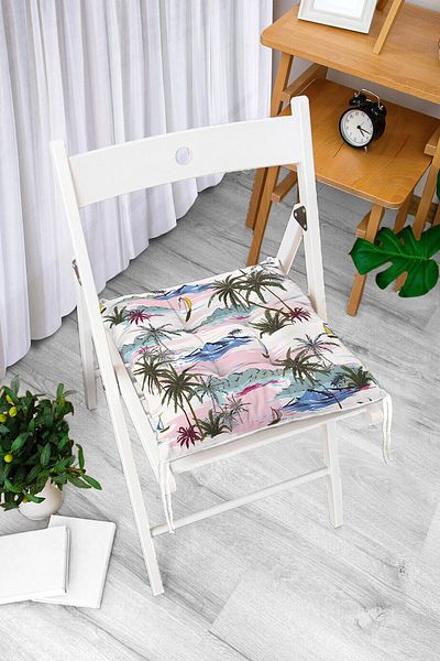 Realhomes Palm Tree Motif Island Patterned Digital Printed Fluffy Chair Cushion