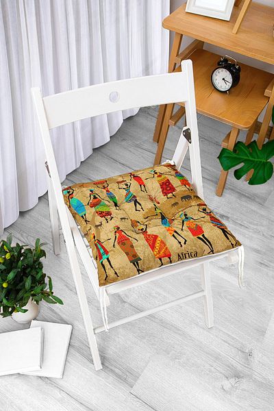 Realhomes Digital Printed Modern Fluffy Chair Cushion with African Ethnic Pattern