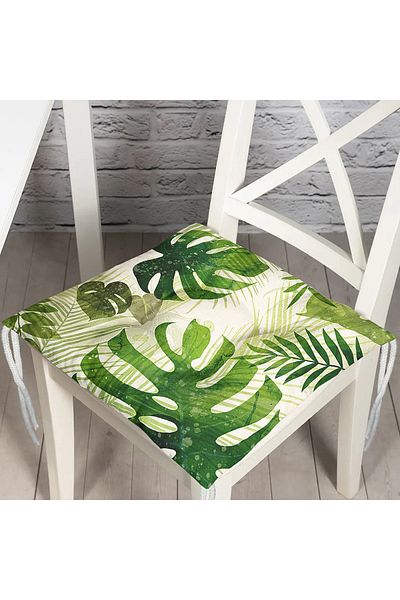 Realhomes Amazon Leaves on Ecru Floor Special Design Fluffy Chair Cushion