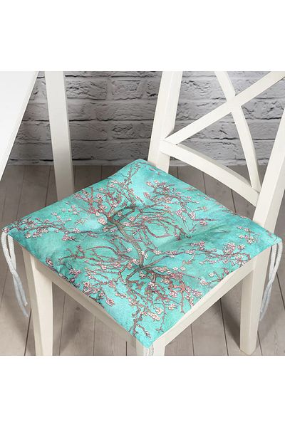Realhomes Oil Paint Green Tree Motifs Digital Printed Pouf Chair Cushion