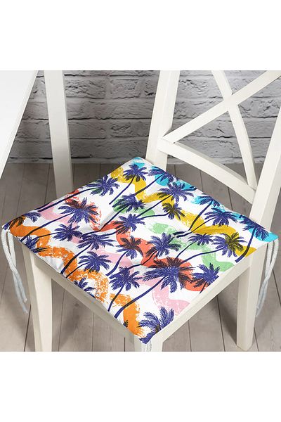 Realhomes Colorful Palms Special Design Fluffy Square Chair Cushion
