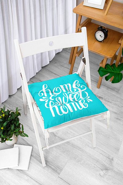 Realhomes Home Sweet Home Digital Printed Fluffy Square Chair Cushion