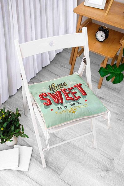 Realhomes Home Sweet Home Digital Printed Fluffy Square Chair Cushion