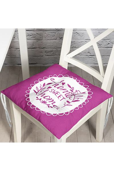 Realhomes Home Sweet Home Digital Printed Fluffy Square Chair Cushion
