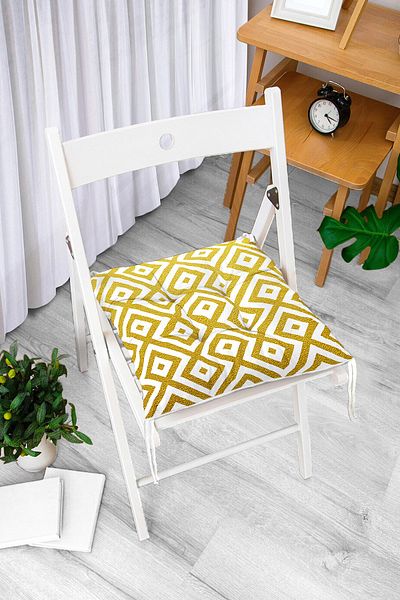 Realhomes Pernă de scaun pufoasă cu design special de culoare aurie cu modele geometrice