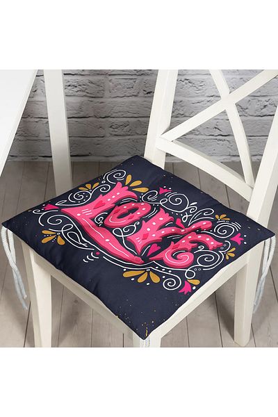 Realhomes Colorful Love Printed Digital Printed Modern Fluffy Chair Cushion