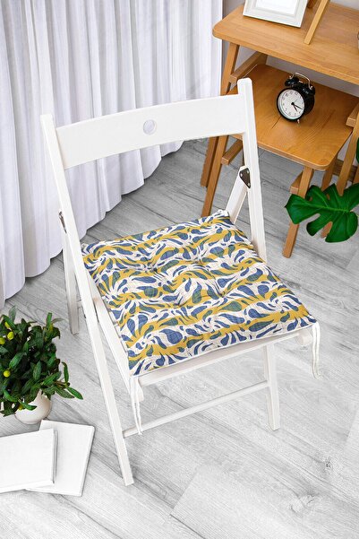 Realhomes Pufasti jastuk za stolicu sa motivom kapljica na talasastim linijam...