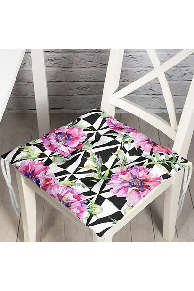 Realhomes Digital Printed Fluffy Chair Cushion with Geometric Diamond Drawing