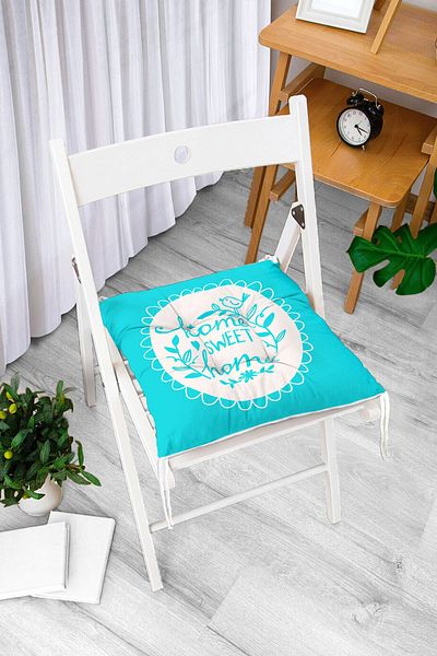 Realhomes Home Sweet Home Digital Printed Fluffy Square Chair Cushion