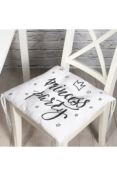 Realhomes Princess Party Text Patterned Digital Printed Decorative Fluffy Chair Cushion