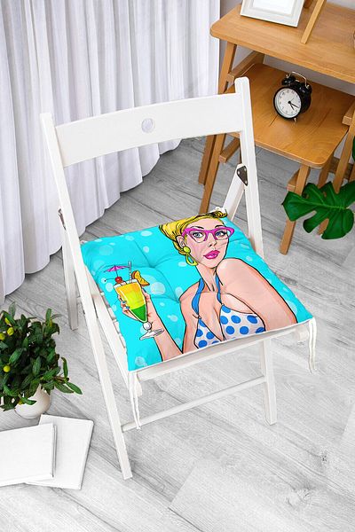 Realhomes Pop Art Girl Special Design Fluffy Square Chair Cushion