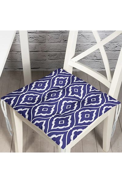 Realhomes Blue Ethnic Motif Digital Printed Modern Fluffy Chair Cushion