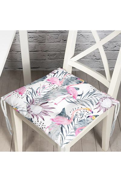 Realhomes Flamingo Patterned Digital Printed Fluffy Chair Cushion