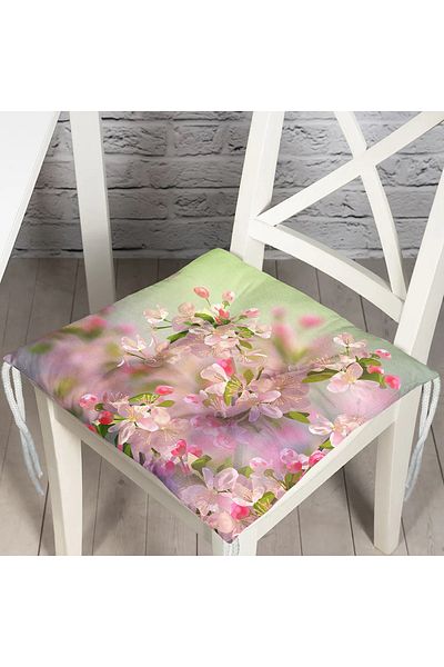 Realhomes Modern Fluffy Chair Cushion with Geranium Drawing