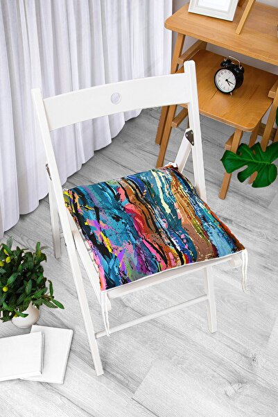 Realhomes Сучасна подушка для стільця з синім малюнком у техніці акварелі