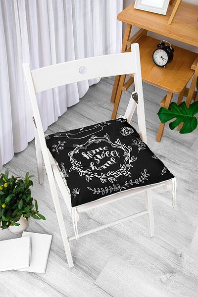Realhomes Home Sweet Home Digital Printed Fluffy Square Chair Cushion