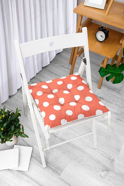 Realhomes Polka Dot Digital Printed Fluffy Square Chair Cushion