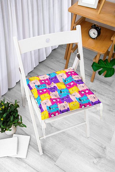 Realhomes Colorful Kittens Children's Room Special Design Fluffy Chair Cushion