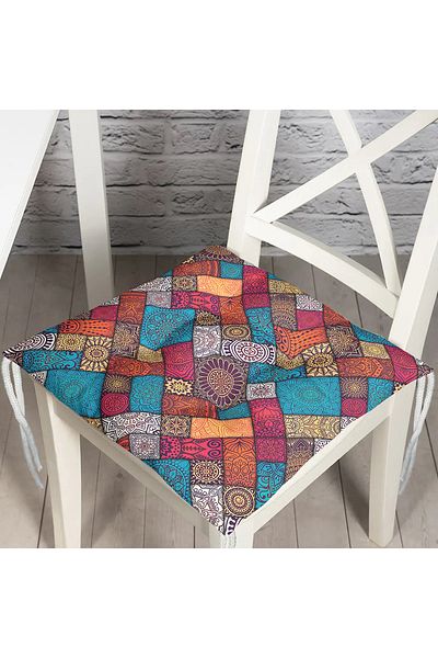 Realhomes Geometric Ethnic Patterned Special Design Pouf Chair Cushion