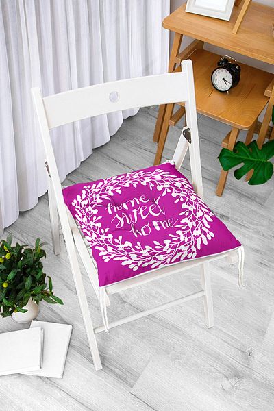 Realhomes Home Sweet Home Digital Printed Fluffy Square Chair Cushion